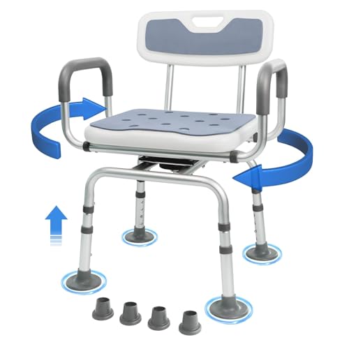 Eosprim Silla Bañera Personas Mayores, Silla Bañera Giratoria, Taburete Ducha para Mayores, Silla para Ducha, Banco para Baño, Banqueta Baño Ancianos, Asiento Bañera Adulto (Gris01, Grande)