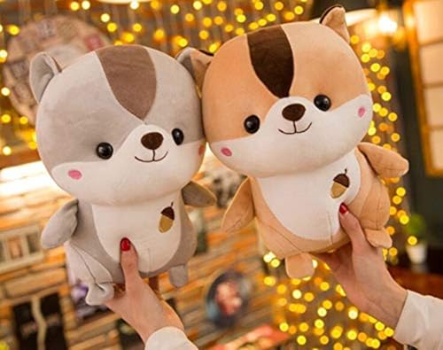 Image of Chubby Brown Squirrel Soft Toy, Set of 2 Cute Chipmunk Plush Teddy Stuffed Animal for Girls, Boys Kids, Birthday Gift, Nursery, Room Decor - 25 cm