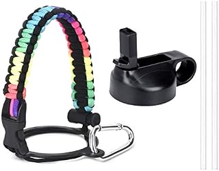 Sportula Best Paracord Handle for Hydro Flask Wide Mouth Bottles, with Safety Ring