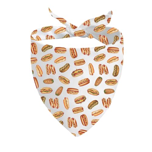 JXGZSO 1 Piece Hot Dog and Burgers Summer Dog Bandana Fast Food Grilling BBQ Bandana for Dogs (Hot Dog Bandana)