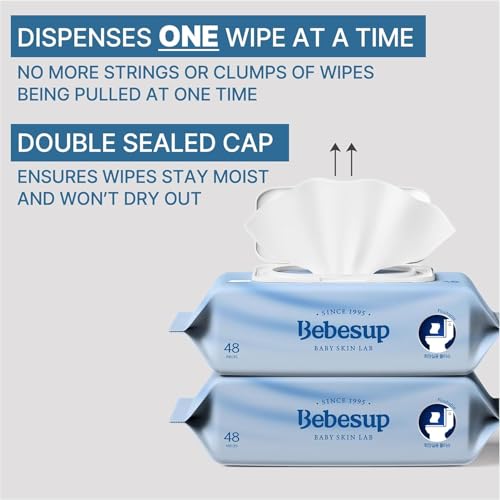 Image of BEBESUP- Korea's #1 Flushable Wipes- 100% Plant-Based Hypoallergenic Biodegradable 99% Water-Based Extra-Thick Organic Wipes Unscented for sensitive skin Flip-Top (1 Pack)