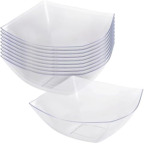 Lillian Collection Premium Clear Fluted Plastic Serving Bowls - 10 oz. 10 Count - Reusable Clear Plastic Bowls, Perfect Snack Bowls and Salad Bowls for Birthday, Wedding, Themed Party & Other Events Cover