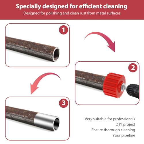 Image of 1 /2 inch 3 /4 inch 1 inch Copper Pipe Cleaner Set for Drill 9 Piece Multipurpose Clean Copper Pipes Tubes Include 6Pcs Stainless Steel Wire Bore Brush for Soldering Plumbers