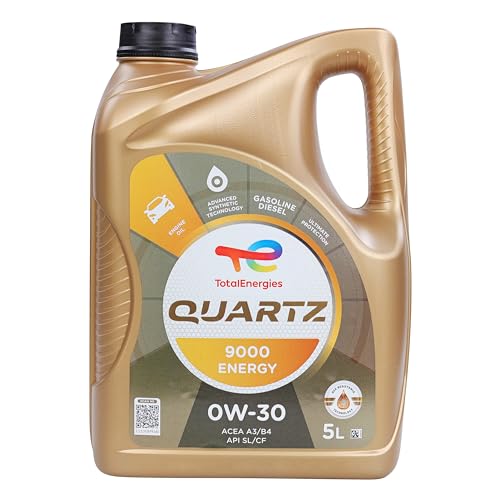 TotalEnergies Quartz 9000 Energy 0W-30 Motor Oil - Low Phosphorus Motor Oil for Gasoline and Diesel Engines - Long Term Protection Premium Full Synthetic Motor Oils - 5 Liter