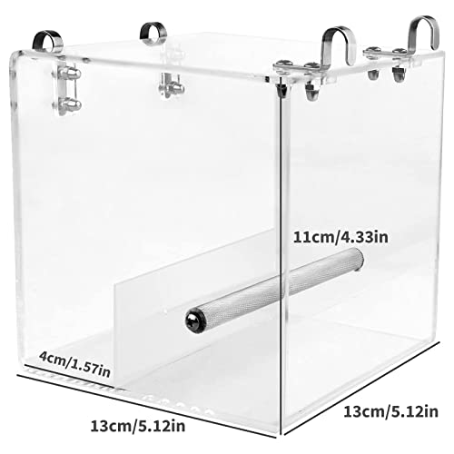 Image of No Mess Bird Feeder for Cage - Automatic Bird Feeder Transparent Food Container Acrylic No Spill Cage Seed Catcher with Stainless Steel Hooks for Parrot Parakeet Cockatiels Lovebirds