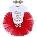 FYMNSI Disfraz de fiesta de cumpleaños para bebé, de algodón, con falda de tutú y cinta para la cabeza, 3 piezas, para sesiones fotográficas Rojo 2º cumpleaños. 2 Jahre