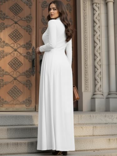 Image of KOH KOH Womens Long Sleeve V-Neck Flowy Modest Elegant Evening Maxi Dress