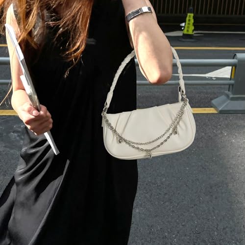 Image of Shoulder Bag for Women Y2K Trendy Ruched Underarm Bag Mini Hobo,the Arm Purses Clutch Purse with Zipper Closure