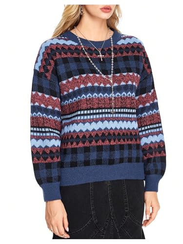 Image of MakeMeChic Women's Striped Sweaters Halloween Vintage Grandpa Sweaters