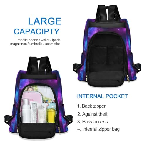 Sac à dos multi-compartiments Galaxy Space Nebula pour femme active - 3