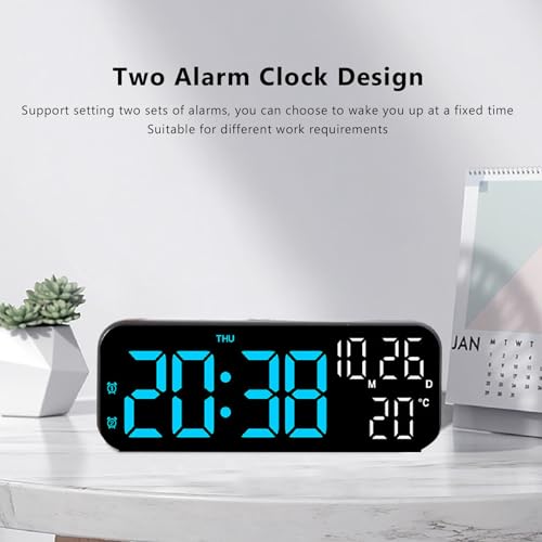 CCYLEZ LED Alarm Clock, Soft Light Multi Function Digital Clock Voice Control with Countdown Timer for Bedroom (Black Blue Lamp) - Image 2