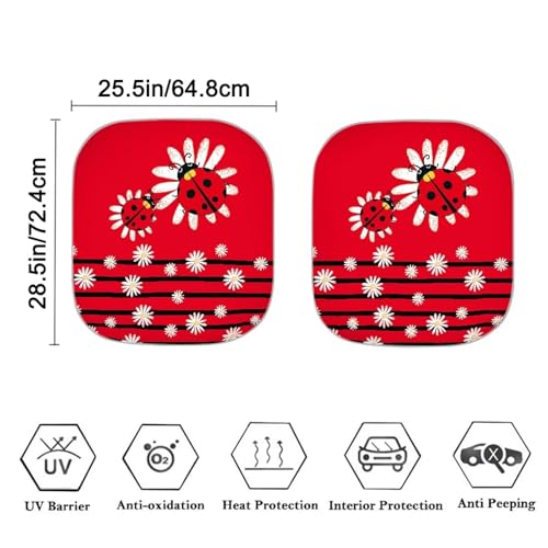 Image of Funny Ladybug Windshield Sun Shade Foldable 2-Piece Car Sunshades Car Interior Accessories Sun Protection for SUV Truck Van Sedans Auto Interior Protector 28.5 x 25.5 inches