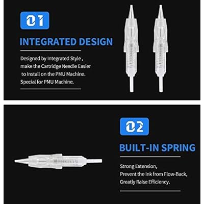 10 PCS Intelli Needle Cartridge For Intelli Digital Permanent Make Up Machine - Tattoo Needles Eyeliner Hair Strokes Nano Strokes Microshading Lips Tattoo Supplies(1RL .35mm)