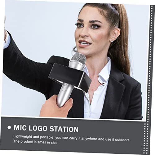 FAVOMOTO 10 Pcs Logotipo Do Microfone Suporte De Microfone Logotipo Da Estação De Entrevista Suporte