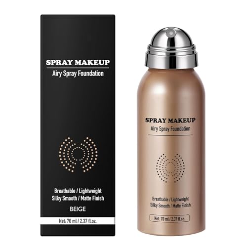 Spray de base con aerógrafo: base de maquillaje de larga duración de 70 ml, niebla correctora, cobertura ligera con fórmula de acabado | Mujeres Damas Eventos al aire libre Viajes Bodas