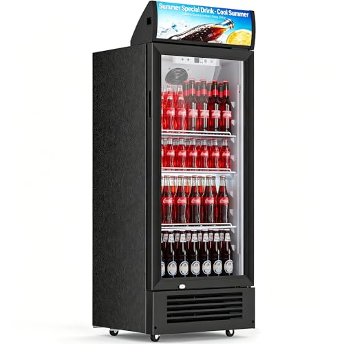 Image of Electactic 6 Cu.Ft Commercial Beverage Refrigerators, Freestanding Display Cooler with Smart Temperature Control, Double-Tempered Glass Door, Display Fridge for Bar, Office, Restaurant, Outdoor