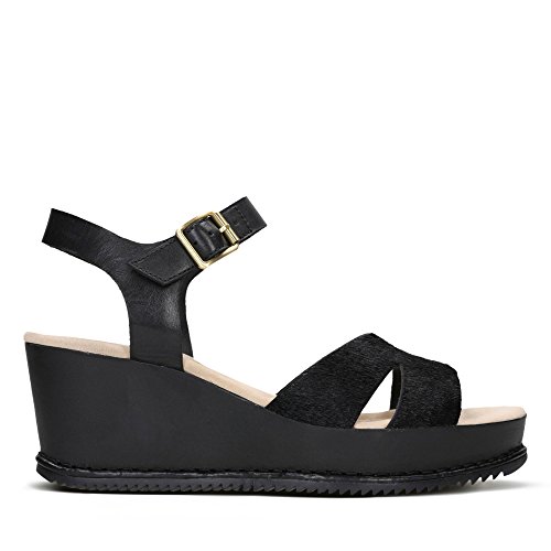 Clarks Akilah Eden, Sandalia con Pulsera para Mujer, Negro (Black Leather), 38...