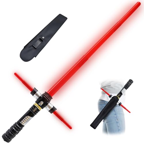 Kogibe Light Sword for Kids Red Light Up Saber with FX Sound Expandable Light Swords Set for Galaxy War Fighter Warriors Halloween Dress Up Party Christmas Birthday Present (with Belt Clip)