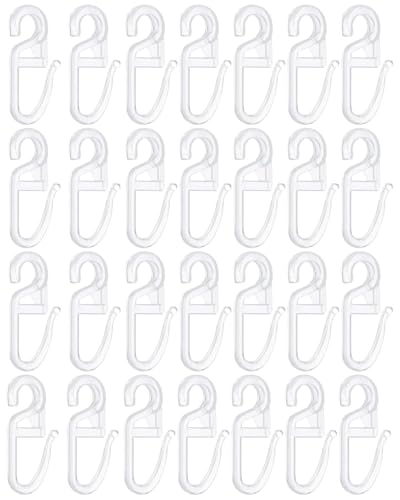BPTRKOM 100 Stück Gardinenhaken - Langlebig Gardinenhaken für Ringe zum Einhängen Curtain Hooks Kräuselband Haken Faltenlegehaken Gardinenringe Gardienenklammer(transparent)