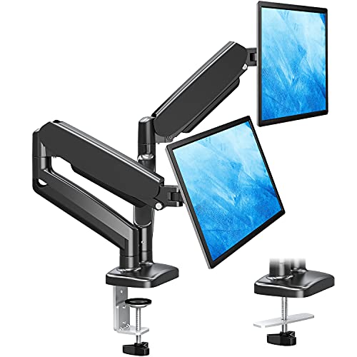 MOUNTUP Dual Monitor Stand, Fully Adjustable Gas Spring Dual Monitor Mount, Monitor Desk Mount with C Clamp, Grommet Mounting Base, Double Monitor Arm for 2 Computer Screen up to 32 Inch, MU0005