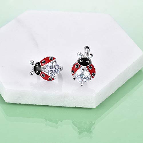 POPLYKE Sterling Silver Ladybug Hoop Earrings for Women Cute Animal Earrings Jewelry Gifts4