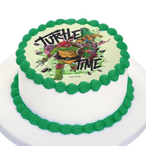 Kardasis TMNT Ninja Turtle - Decoración comestible para tarta de cumpleaños TMNT, 20 cm, redonda