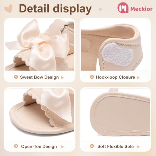 Image of Meckior Infant Baby Girls Boys Summer Sandals Open Toe Lace Princess Dress Wedding Flats Shoes Newborn Toddler Soft Non-slip Sole First Walker Crib Shoes