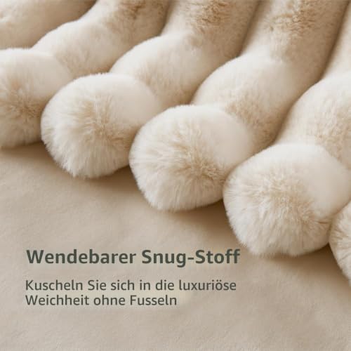 Lanqinglv Kuscheldecke Flauschig Decke Beige,Super Warme Plüsch Decke Wohndecke Dick… – Ansicht 6