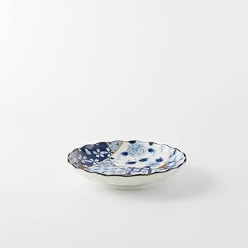 Amazon | 美濃焼 藍友禅 菊形12cm小皿 | やまに(Yamani) | 小皿
