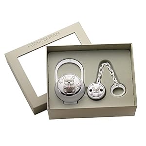 Pack de Regalo Osito con Estrellas Rosa, Portachupetes + Pinza Chupete