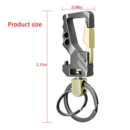 Image of Mandark 2PCS Car Key Chain, Heavy Duty Auto Keychain Bottle Beer Opener with Double Keyring Carabiner, Universal Keylinker (Silver /Golden /Black)
