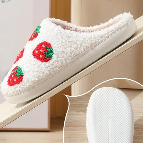 Strawberry Slippers for Women Cute House Slippers Women's Indoor Home Plush Cotton Open Toe Slippers Shoes Soft Sole Bedroom Slippers Slides Non-Slip3