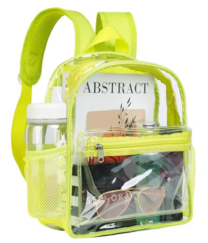 ZENPUNK Mochila transparente de PVC transparente para livros (BLK), Amarelo neon, Small