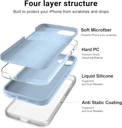 Image of Elzzi Microfiber Logo Cover Compatible for iPhone 16e Case Liquid Silicone Cases Full Body 4 Layer Protective Covers Shockproof Back Cover (Ice)