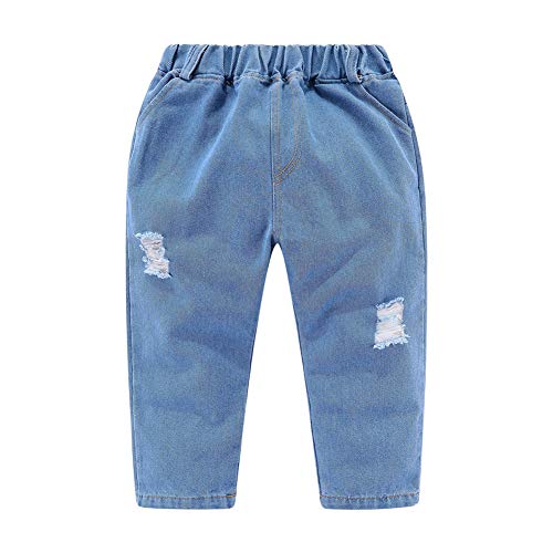 Mud Kingdom Toddler Boys Fashion Ripped Jeans Elastic Waist Casual Light Blue 2T - Main Image