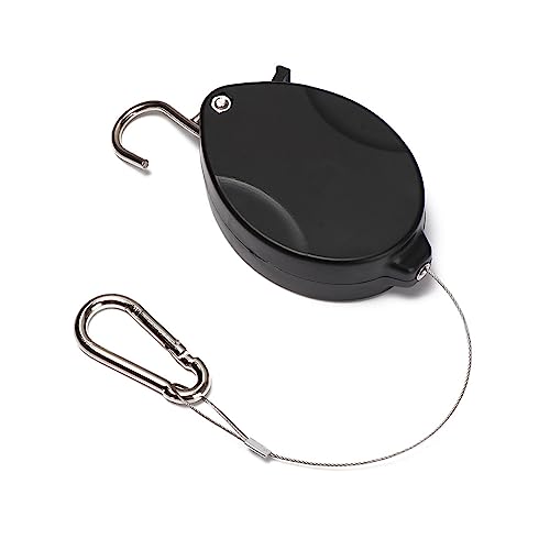 Zhixifan Verstellbarer Pflanzen Aufhänger Einziehbar Pflanzenrolle Hakens Schraubhaken mit Sicherung Drahtseil für Hängende Pflanzen, Blumenkörbe, Töpfe, Vogelhäuschen—Schwarz