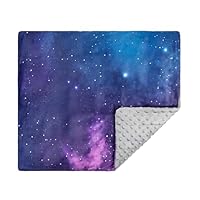 Solfres Small Weighted Lap Pad Blanket Throw for Kids Boys Teens 20in x 23in 5 Lbs - Sleep Therapy Plush Travel Size Galaxy Space Stars