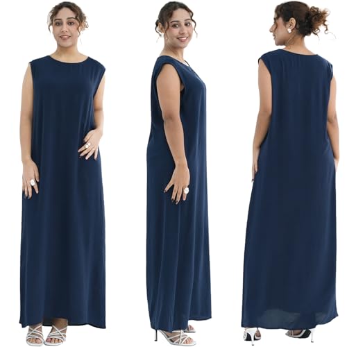 Image of Women's Muslim Dress Two Pieces Set Islamic Prayer Abaya Modest Solid Color Muslim Outfits