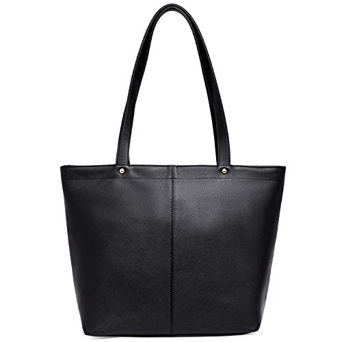BROMEN Women Handbags Soft Leather Tote Shoulder Bag Work Purses and Handbags for Office Lady Black