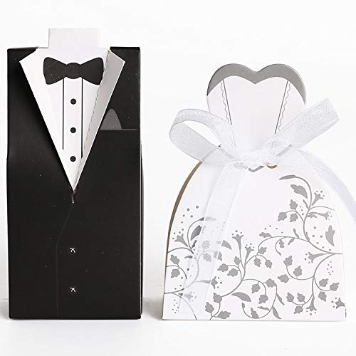 Ouinne 100pcs Cajas de boda, Caja de Bombones Caramelos en Forma de...