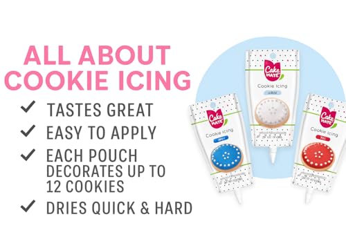 Image of Cake Mate Cookie Decorating Icing Bundle - White, Red, and Blue Icing for Cakes, Desserts, and Cookie Decorating (21 ounces total)