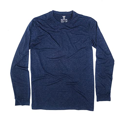 Men's Tall Slim-Fit Long Sleeve Crewneck T-Shirt, Super Soft Poly Blend Long Tee