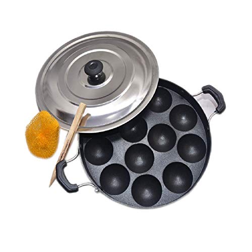 AGH Aluminium Pancake Maker with Side Handle Lid Cover – 20L, Black