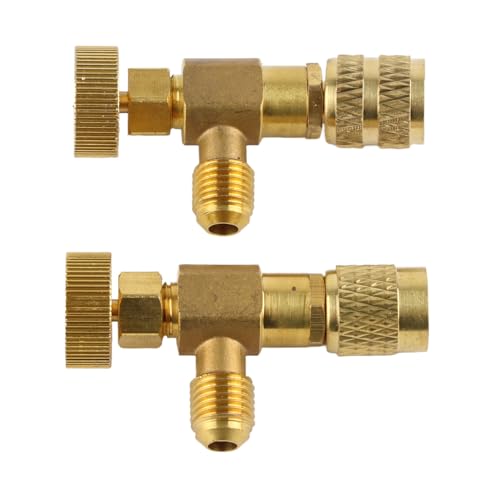 Válvula de carga de refrigerante, 2 piezas, válvula de seguridad líquida para R410A y R22, adaptador de seguridad de 1/4 pulgada para refrigerantes miniatura 5
