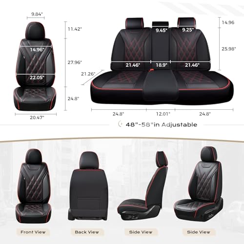 Image of Coverado Car Seat Covers Full Set, Seat Covers for Cars, Front Seat Covers and Back Seat Cover Waterproof Leather Automotive Seat Cover, Universal Car Interior Protectors Cushion for Most Cars