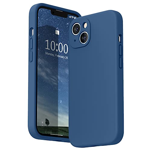 SURPHY Cover in silicone liquido compatibile con iPhone 13 6,1 pollici, protezione individuale per ogni obiettivo spesso in silicone premium per iPhone 13 6,1 pollici (blu chiaro)