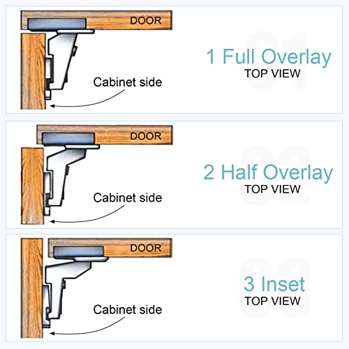 Oceanvilla 20Pcs Frameless Half Overlay Soft Closing European Hinges,3D Adjustable Clip-On Concealed Hinges For Kitchen Cabinet Drawers Door,Nickel Plated Finish With Screws #TOP5