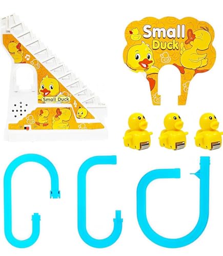 Image of Duck Track Toy Set with Climbing Stairs and Slide, Music and LED Lights, Blue and Yellow, for Kids Boys and Girls 3+ Years