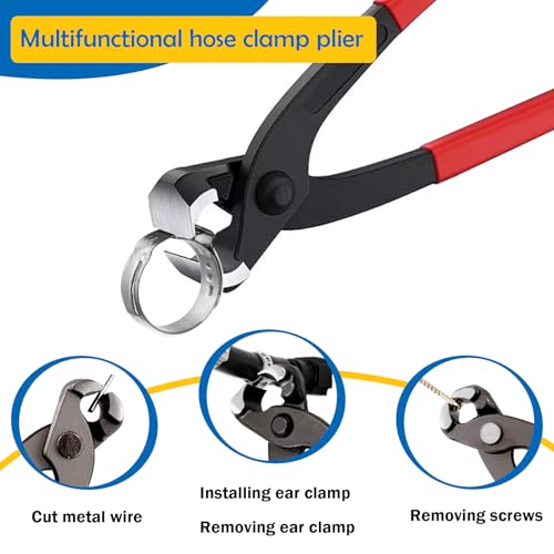 Image of 115Pcs 10-Sizes 304 Stainless Steel Single Ear Hose Clamps with Ear clamp plier 6-28.6mm Crimp Hose Clamps Assortment Kit for Auto /Home Appliance /Pipe /Fuel Line Stepless hose clamp with pincer