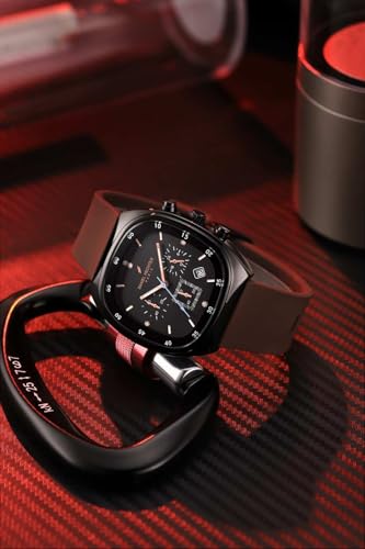 Image of Daniel Hechter Paris Bercy Collection Modern Multi Functional Watch for Men with Square Dial and Silicon Band-DHM1001